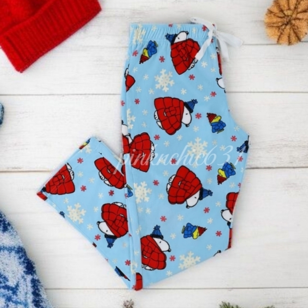 Peanuts Snoopy Christmas Pajama Pants Puffer Coat Jacket XL